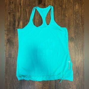 Reebok Racerback Tank Top With Drawstring Hem Size Women’s Large Color Aqua Blue
